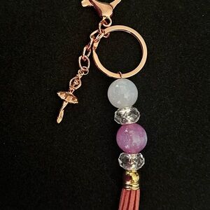 Elegant Rose Gold and Purple ballerina Keychain or bag charm. Handmade